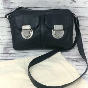 FOSSIL-Black Leather Crossbody Satchel